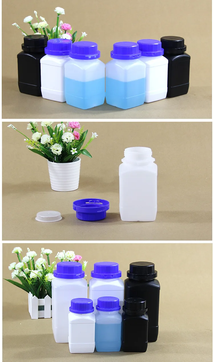 250 мл, 500 мл, 1000 мл HDPE пластиковая бутылка для хранения с широким горлышком с защитной крышкой для вскрытия пищевой материал
