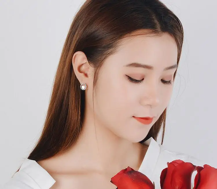 Новое поступление элегантные женские серьги Пуссеты в форме короны с опалом из