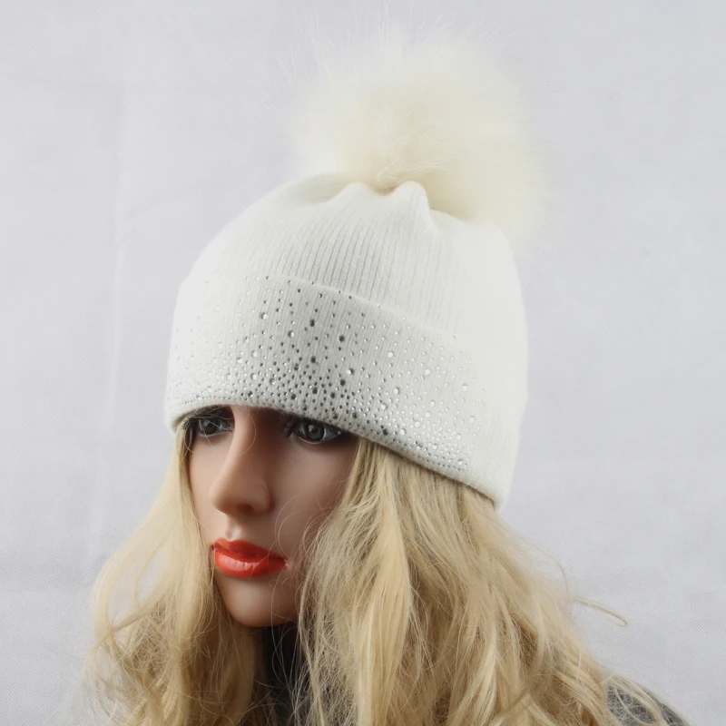 Женские зимние шерстяные головные уборы с помпоном женская вязаная теплая шапка