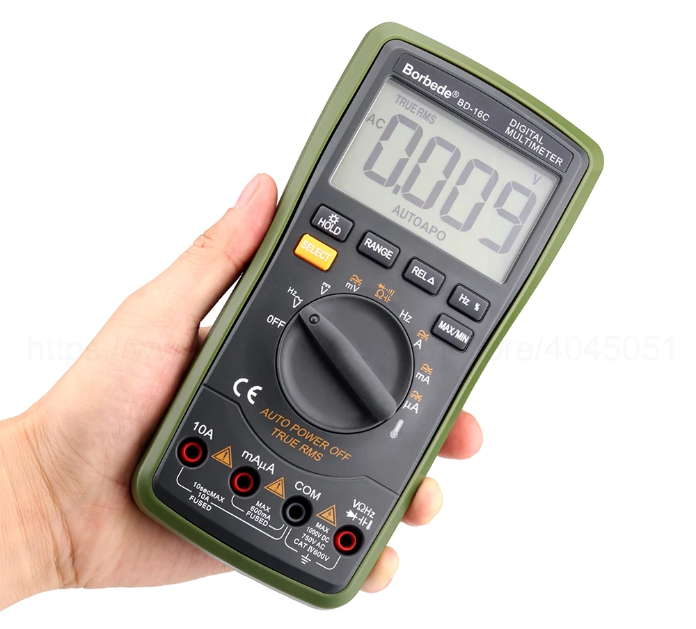 Borbede Auto Digital Multimeter Range BD-16C of 6000 Counts AC DC Resistance Temperature Capacitance True RMS Diode Tester