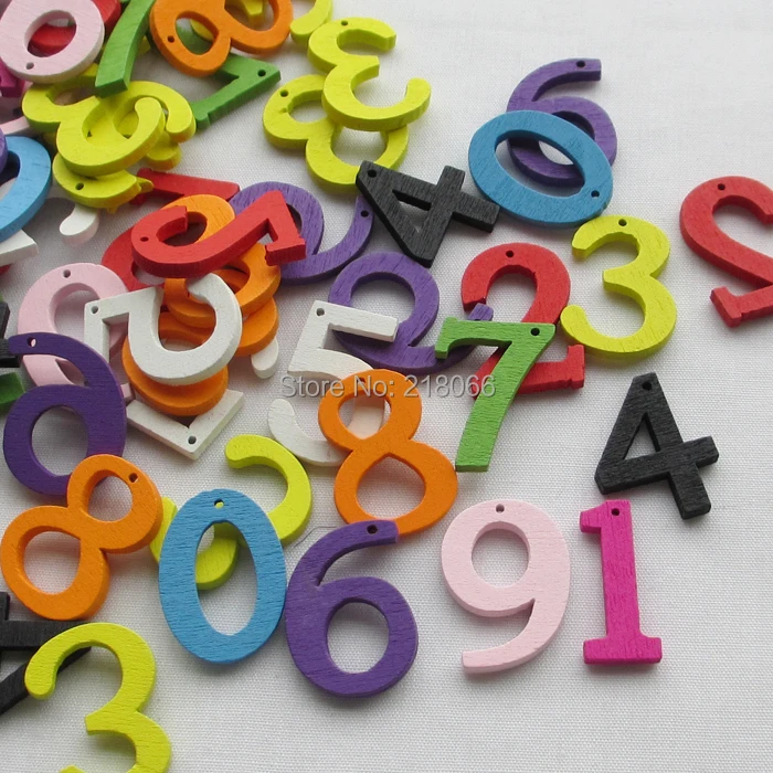 

100PCS Mix Number Wood Button One Hole Craft Sewing