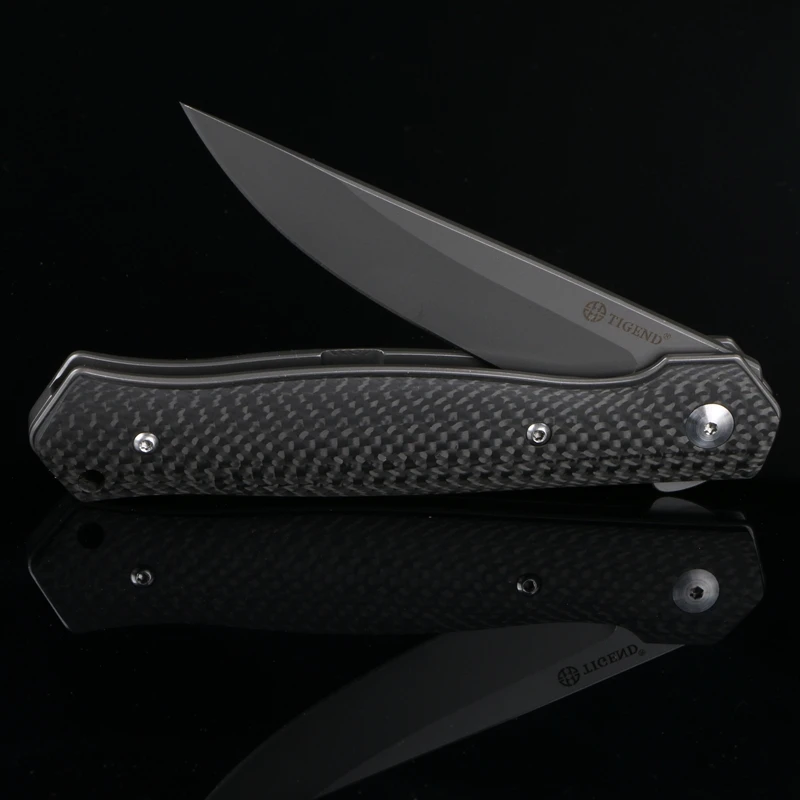 Складной нож TIGEND Plus Kwaiken D2 из стали с рукояткой углеродного волокна тактический