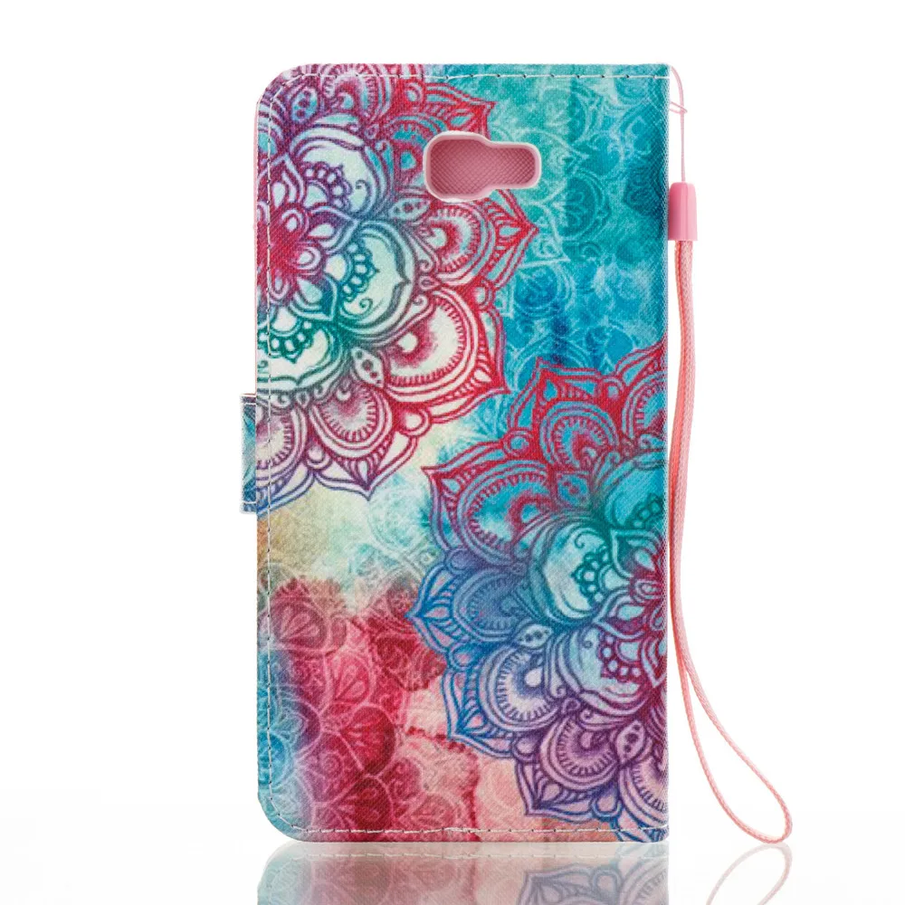 Делюкс Красный цветок кожа флип Стенд держатель кошелек + ремешок кожного