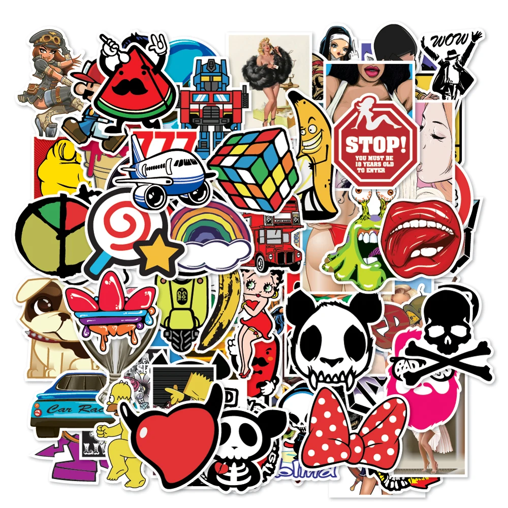 100 pcs/pack stickers Classic Fashion Style Graffiti Stickers For Moto car suitcase cool laptop Cartoon anime Skateboard sticker | Игрушки и