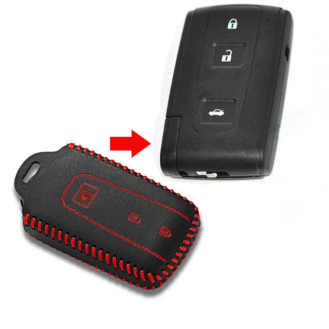 

Leather Car Key Case Holder Wallet For Toyota Prius New Crown 3 Buttons Replacement Key Holder