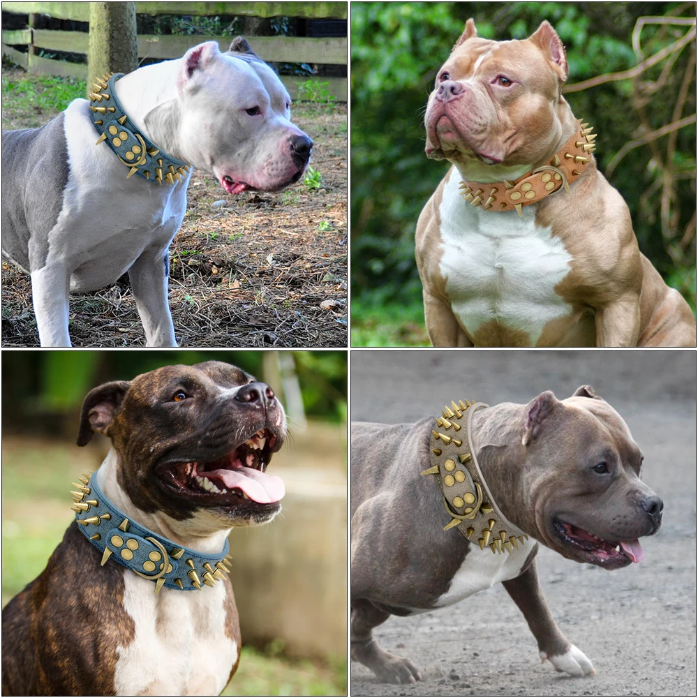 Классный ошейник для собак шипованные кожаные ошейники питбуль бульдог воротник