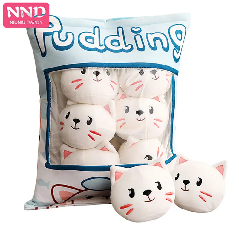 cat Niuniu, плюшевая подушка для еды, 45*40 см, единорог, динозавр, игрушки, моделирование, еда, мягкие Кляпы в форме шариков, пудинг, сумка, Kawaii, подушка, подарок для девочки - Цвет: cat