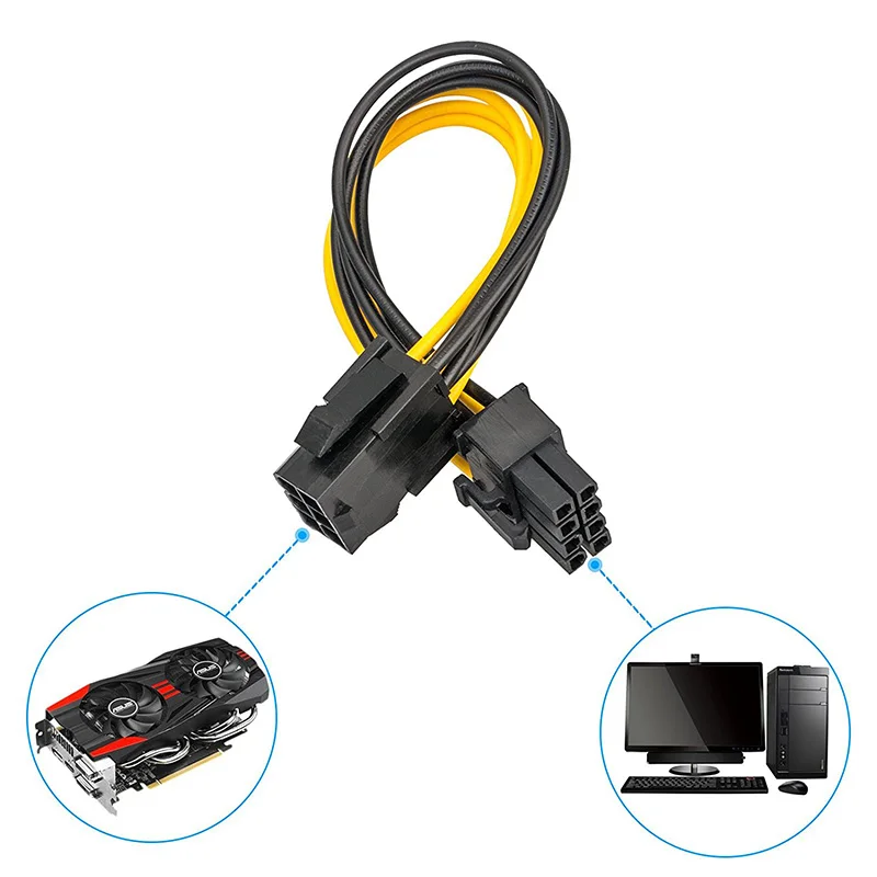 10 шт 6 контактный разъем мама к 8 Pin типа папа PCI Express Мощность конвертер Кабель