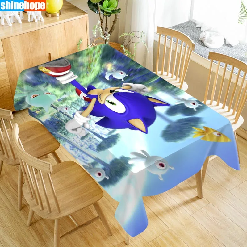 Новое поступление, Заказная скатерть Sonic The Hedgehog, водонепроницаемая, ткань Оксфорд, прямоугольная, скатерть для дома, вечерние, скатерть