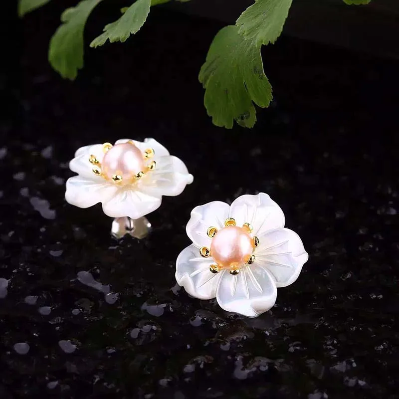 2018 серьги-гвоздики с перламутровым жемчугом ювелирные изделия серебряные для