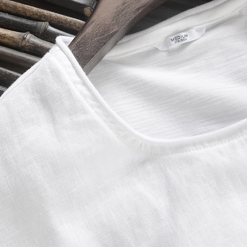 Новое поступление 2017 креативная японская льняная футболка Мужская Летняя