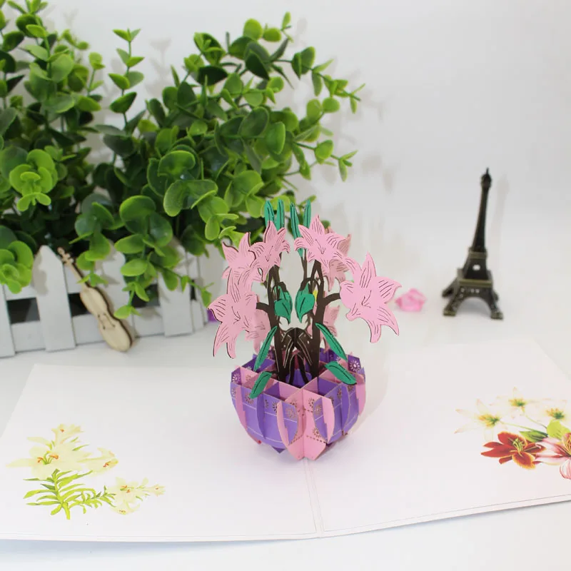 3D Ручная работа цветной принт духи лилия День Святого Валентина бумажные