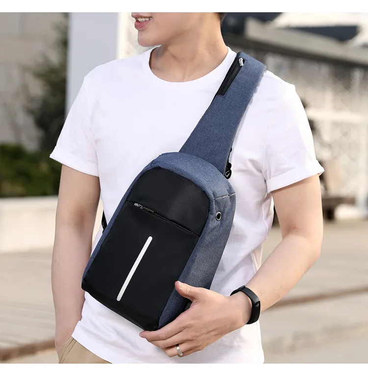 Мужская сумка через плечо маленькая с usb зарядкой водонепроницаемая нагрудная