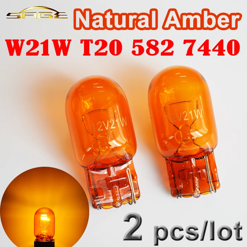 Flytop (2 шт./лот) 582 7440 T20 W21W янтарные Стекло 12V 21 Вт W3x16d Одиночная нить автомобильной