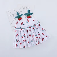 dfxd korean style little girls dresses 2018 new summer sleeveless cotton cherry print embroidery collar toddler dress 2 7y