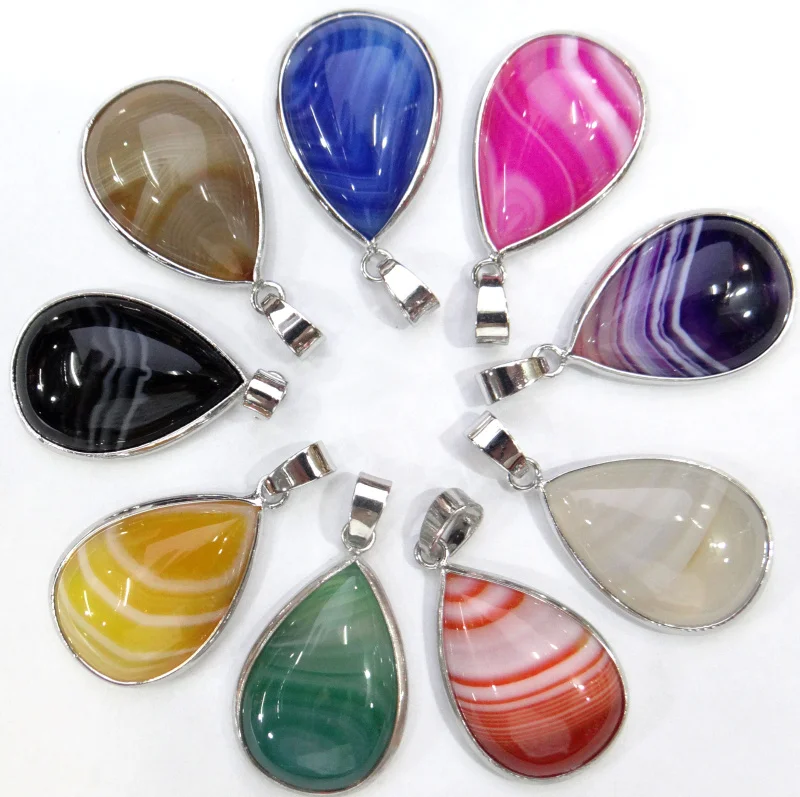 Модные бусины подвески из натурального камня в полоску агата капли воды