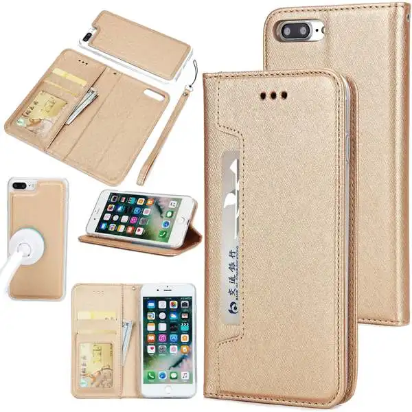 gold HOTR съемный Шелковый кожаный чехол Обложка для iphone X/8/8 Plus/7/7 Plus/6 plus/6s/6 plus/6s Plus/5/5S/5SE из искусственной кожи чехол с подставкой Чехол - Цвет: gold