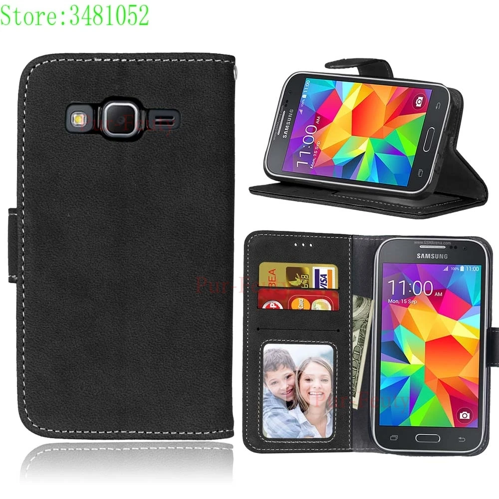 Чехлы-книжки для телефонов для samsung Galaxy Core Prime G 360 G361 SM-G360F SM-G361F SM-G360H SM-G361H SM-G360h/ds из натуральной кожи, устойчивые к морозам, чехлы - Цвет: Black