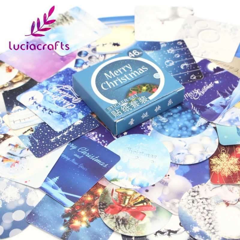 CH1224 Lucia crafts 1 коробка Счастливого Рождества/гирлянда альбом для скрапбукинга декоративный бумажный стикер DIY ручной работы подарочная упаковка этикетка CH1224