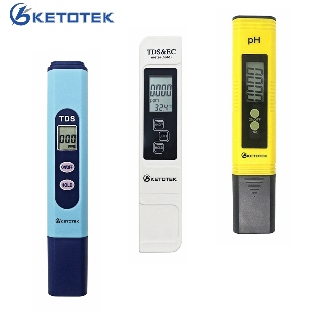 

Digital PH meter TDS Tester TDS&EC Meter with Thermometer 0.00-14.0 1-9990PPM 0-9999us/cm 0-9999ppm 0.1-80.0C Water Monitor