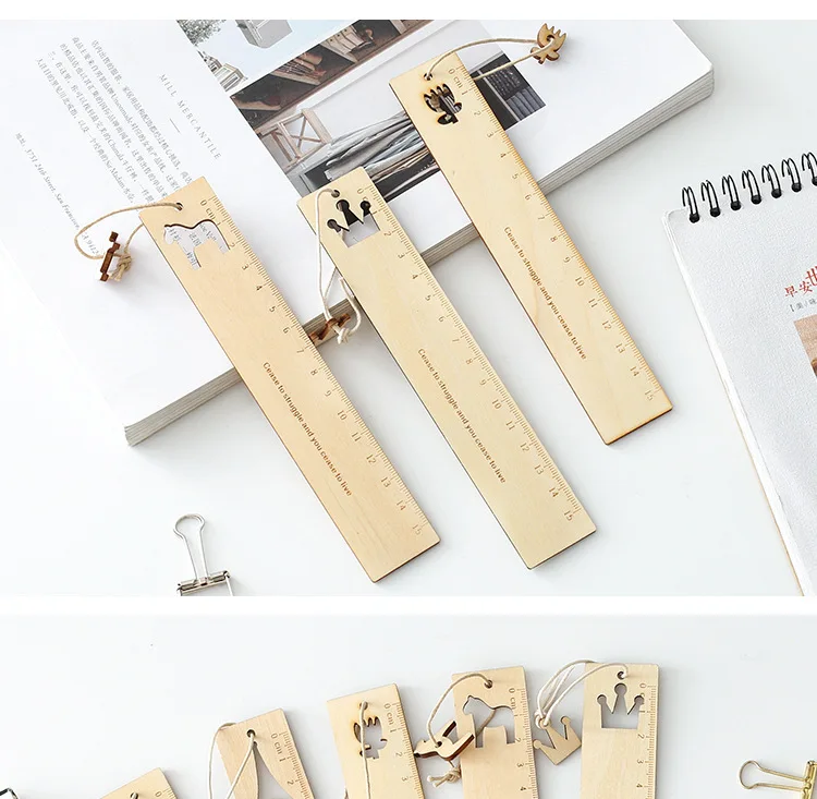 Cute Cartoon Horse Wooden Ruler Creative Hollow Tower Scale Template For Kids Gift Korean Stationery Office School Supplies