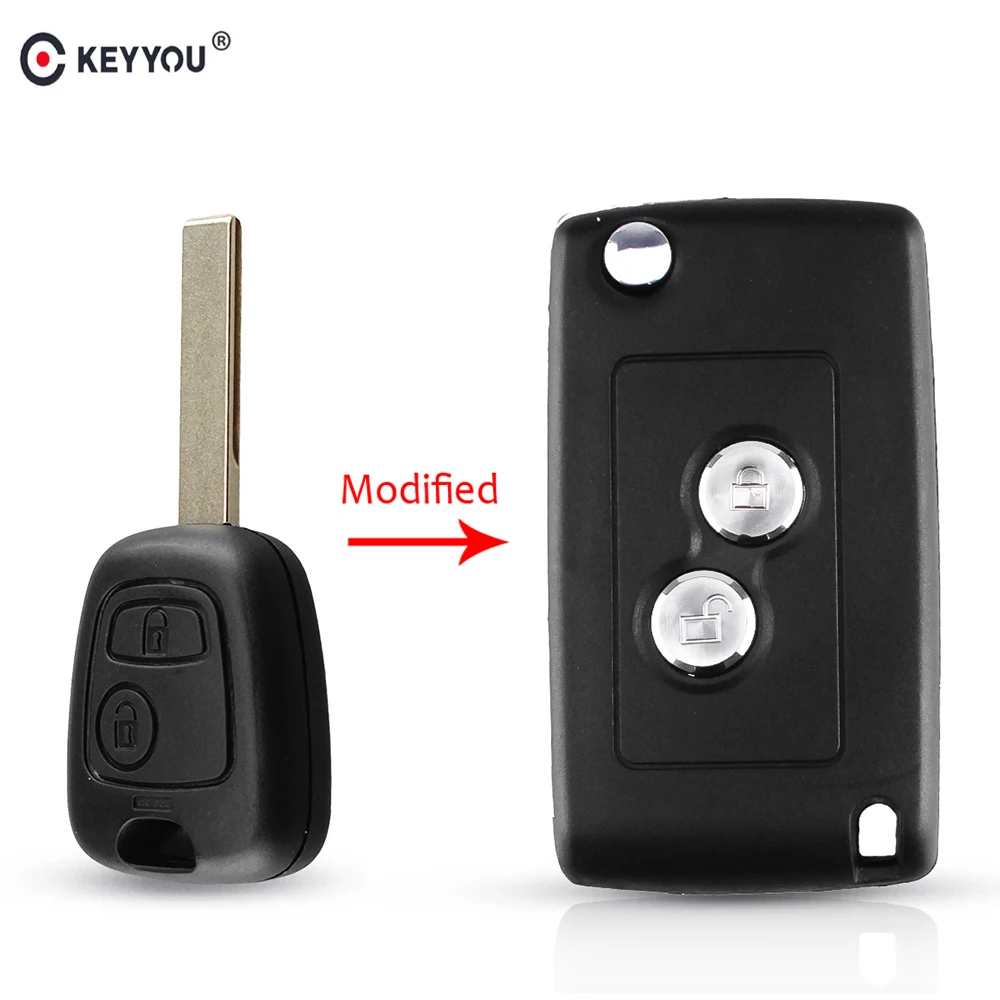 Запасной модифицированный 2-кнопочный чехол-брелок KEYYOU для Citroen C2 C3 Peugeot 206 306 HU83 Blade