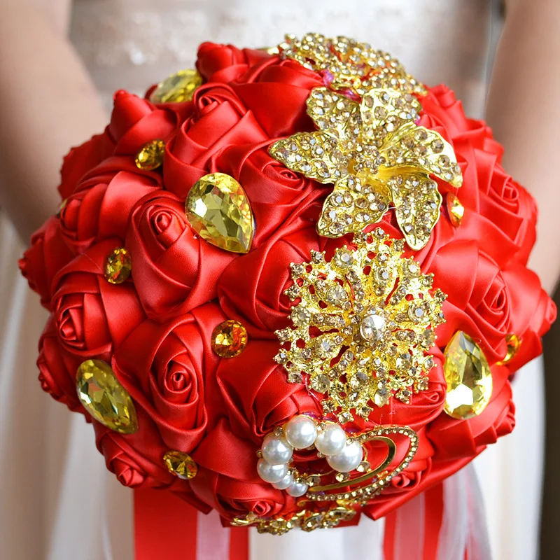 

Ramos de Novia Stunning Artificial Flowers Crystals 15 Colors Wedding Bouquet Flower Rose Bridal Bouquet Wedding Accessories