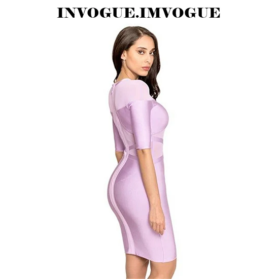 INVOGUE. Женское Сетчатое платье с круглым вырезом ivogue однотонное облегающее