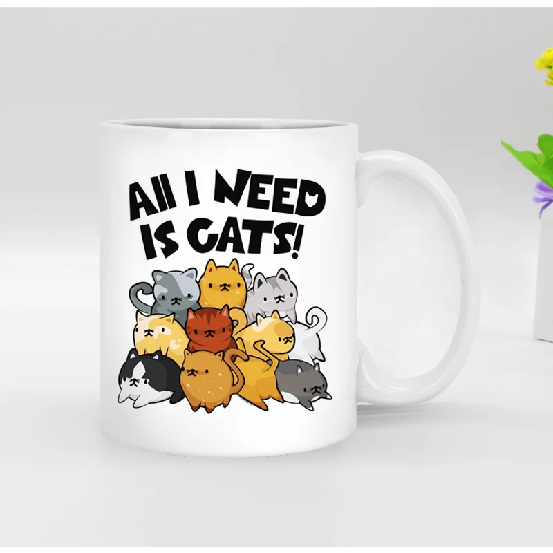 Бесплатная доставка милая белая кружка с кошкой керамическая кофейная чайная