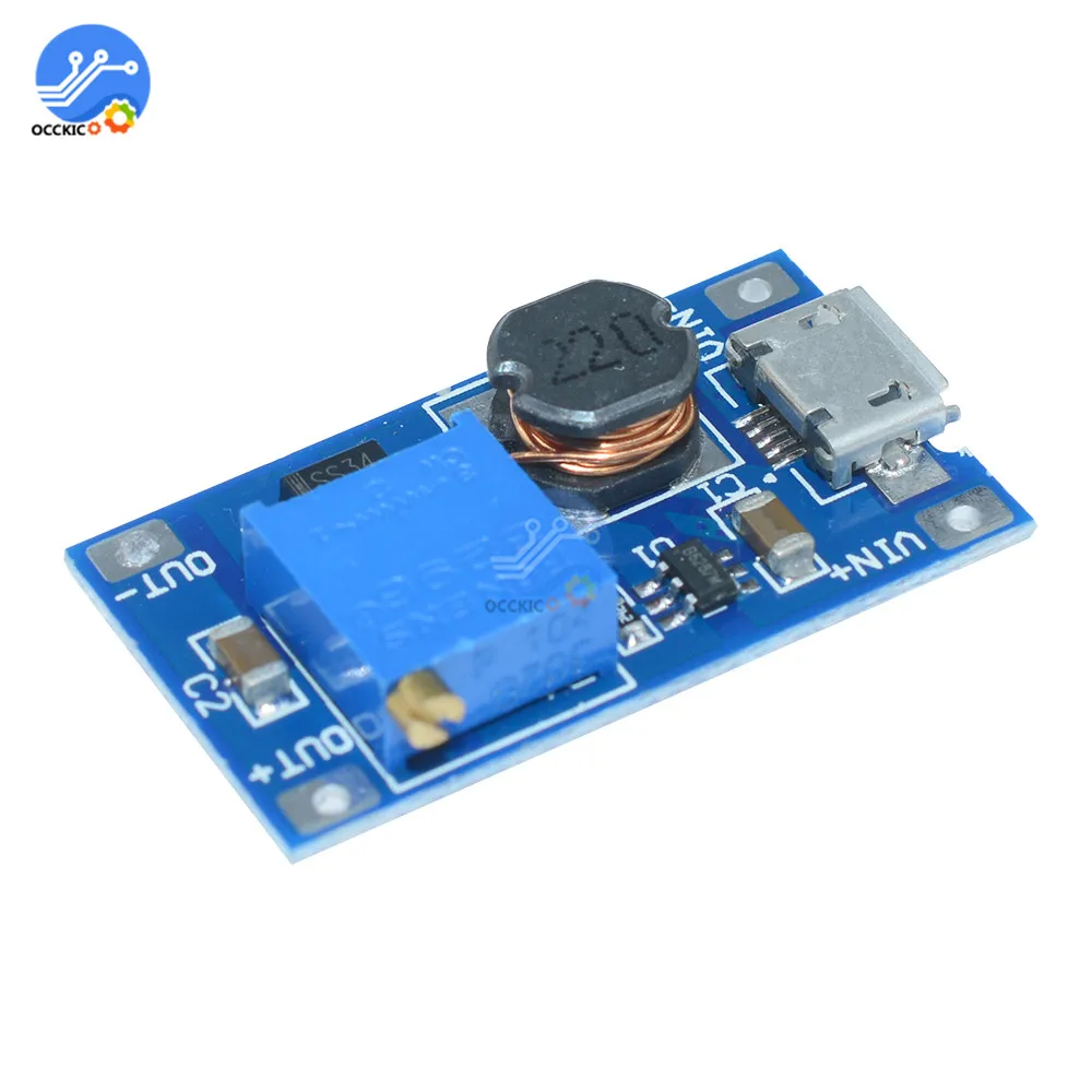 1 шт. MT3608 DC модуль повышающего зарядного устройства с Micro USB 2 24 В до 5 9 в 12 28 для