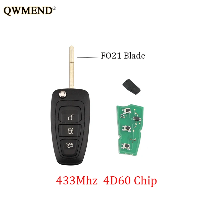 QWMEND 3 кнопки дистанционного управления брелок для Ford Focus Mondeo 1999 2000 2001 2002 20003 20004 20005