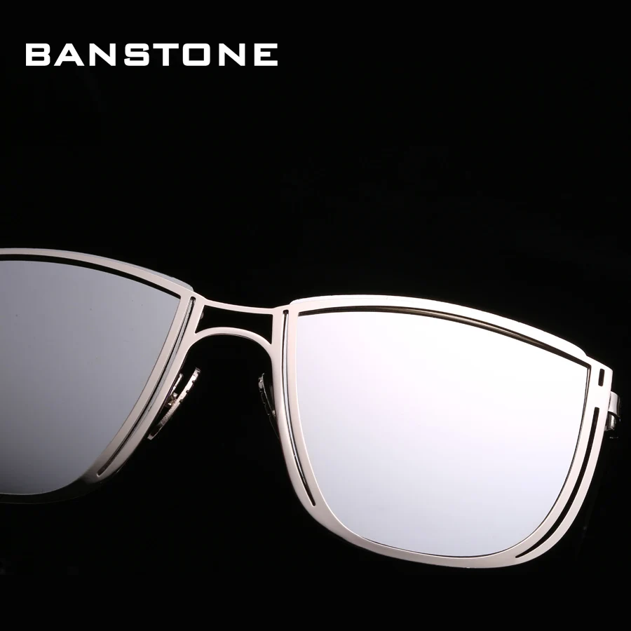 Женские солнцезащитные очки в металлической оправе BANSTON с зеркальным покрытием