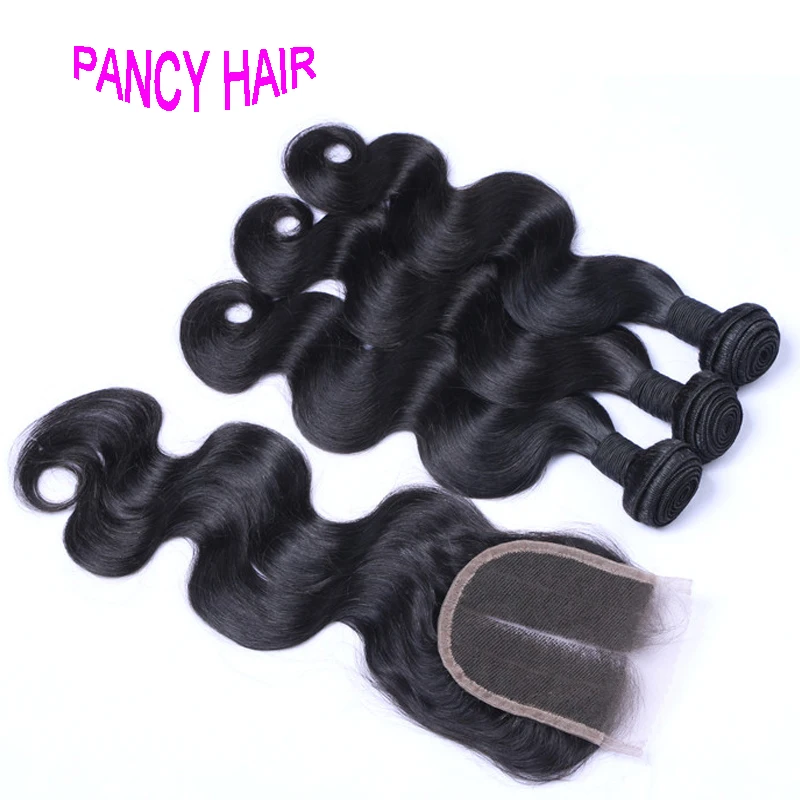 Класс 7А Малайзии Девы Волос С Закрытием объемная волна 4 шт. Много малайзийский