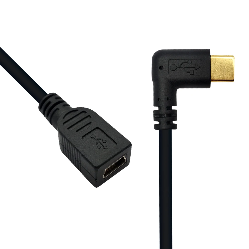 DANSPEED Mini USB к 3 1 type C кабель для быстрой передачи данных 90 градусов прямоугольный 5