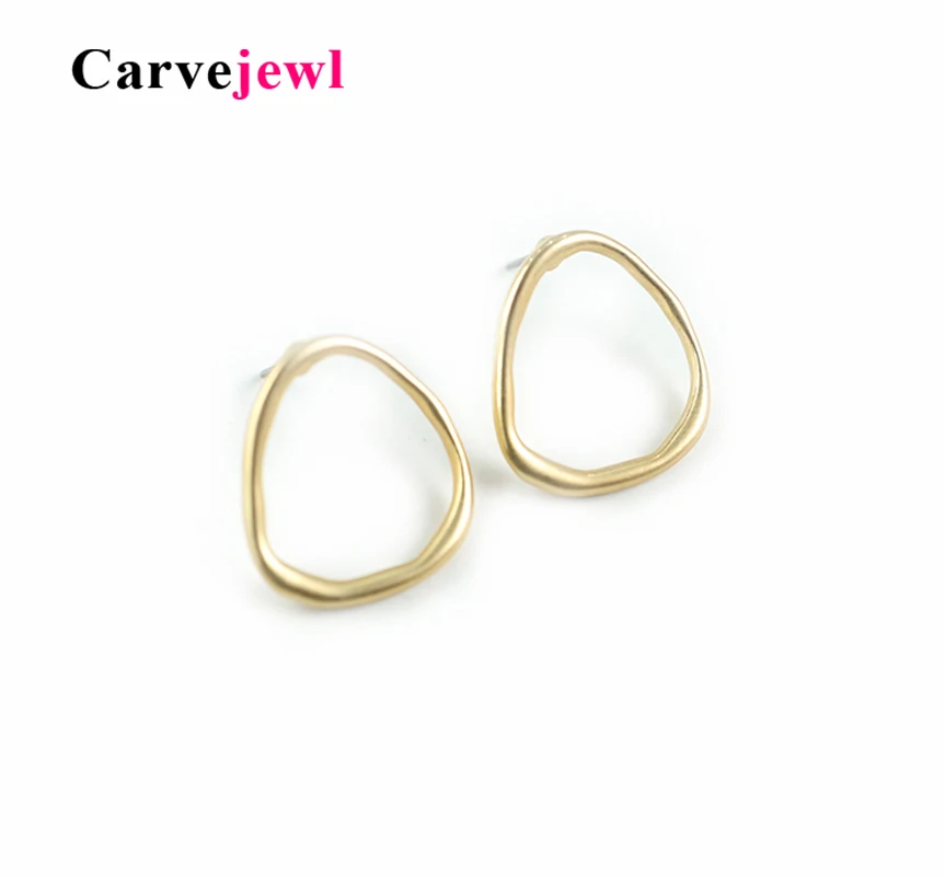 

Carvejewl small stud earing irregular hammered round circle stud earrings for women jewelry matte gold silver colour girl gift