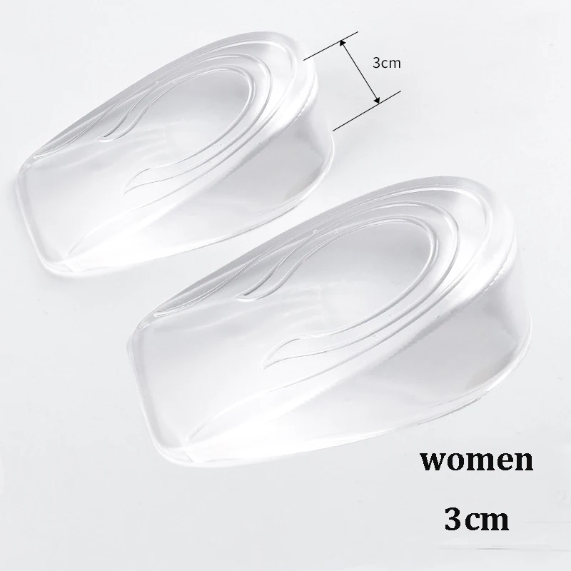 women 3cm 1 пара силиконовых гелевых подушечек для мужчин и женщин, Удобные стельки для снятия боли в ногах, поддерживающие стельки для обуви, вставки на высоком каблуке - Цвет: women 3cm
