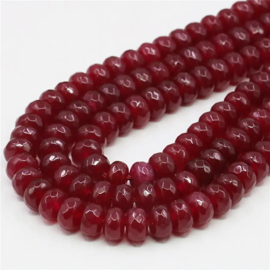5X8mm Red Pink Blue Purple Green Yellow Jades Chalcedony Rubys Abacus Faceted Jaspers Loose Beads Natural Stone Jewelry Making | Украшения