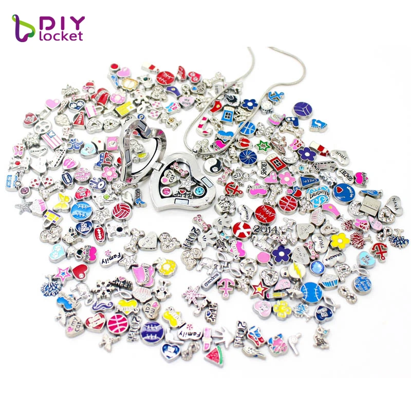 Diylocket 100 шт Смешанные стильные Плавающие Подвески из цинкового сплава подходят