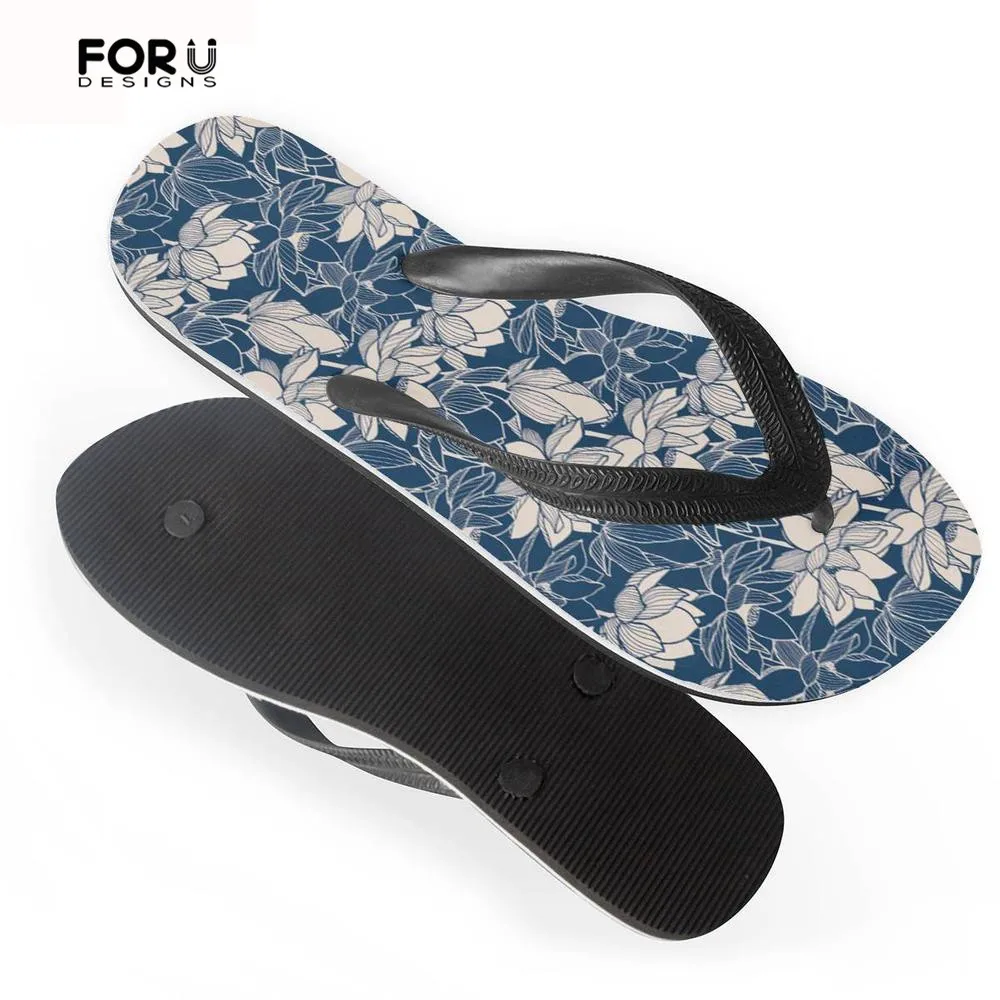 FORUDESIGNS/женские шлепанцы для пляжа повседневные с цветочным принтом женщин модные