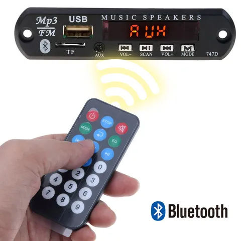 Автомобильный MP3 декодер, плата bluetooth, Автомобильный MP3 Усилитель, 5 В, 12 В, USB, FM, TF радио, аудио модуль, музыкальный динамик, пульт дистанционного управления, mp3 декодер - изображение