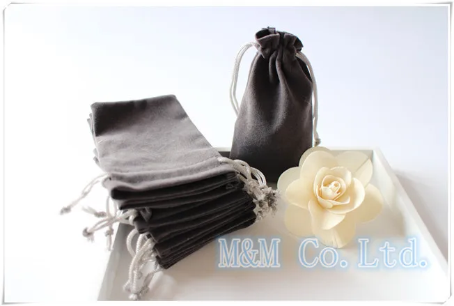 Серые бархатные мешки 9*12 см подарочные пакеты для ювелирных изделий бесплатная
