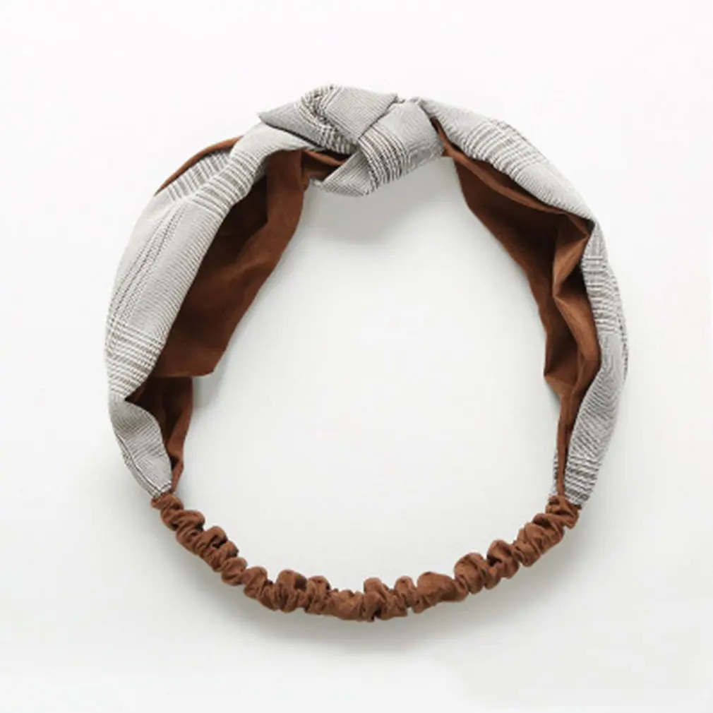 Fashion Women Girls Plaid Cross Headbands Sweet Sweatband Hairbands High Quality Cotton Sport Elastic Wide Hair Band NEW | Красота и
