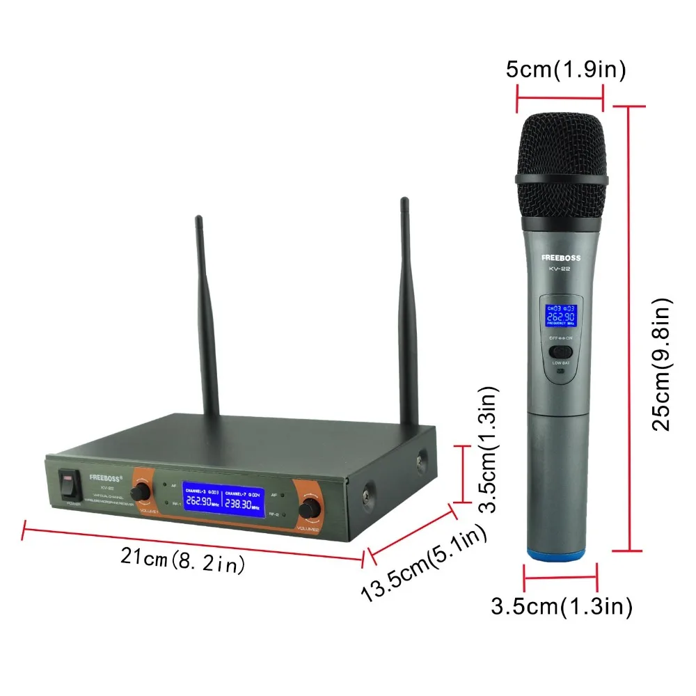 Портативный беспроводной микрофон Freeboss KV-22 VHF 2 динамических капсулы для
