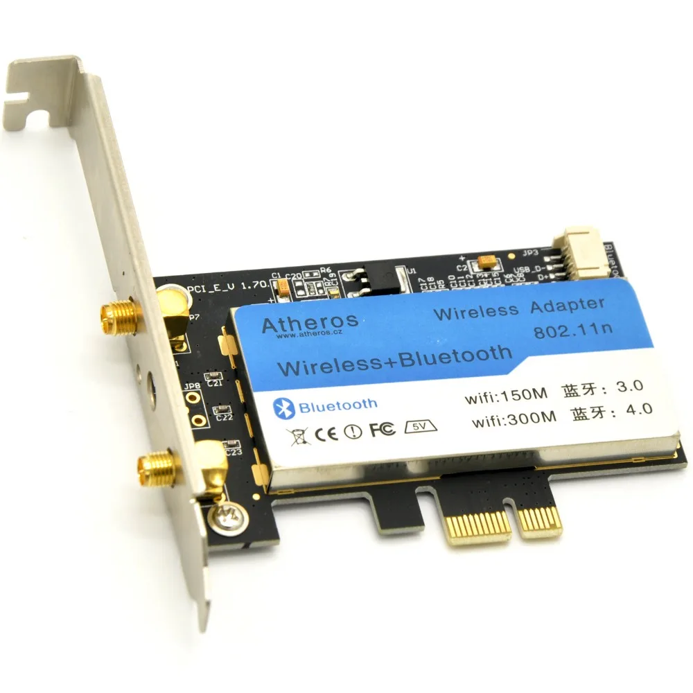 WoWoLink Atheros AR5B225 AR9485 150 Мбит/с PCI E Express Настольный беспроводной WiFi адаптер+ Bluetooth 4,0 AR3012 для Windows XP/7/8/10