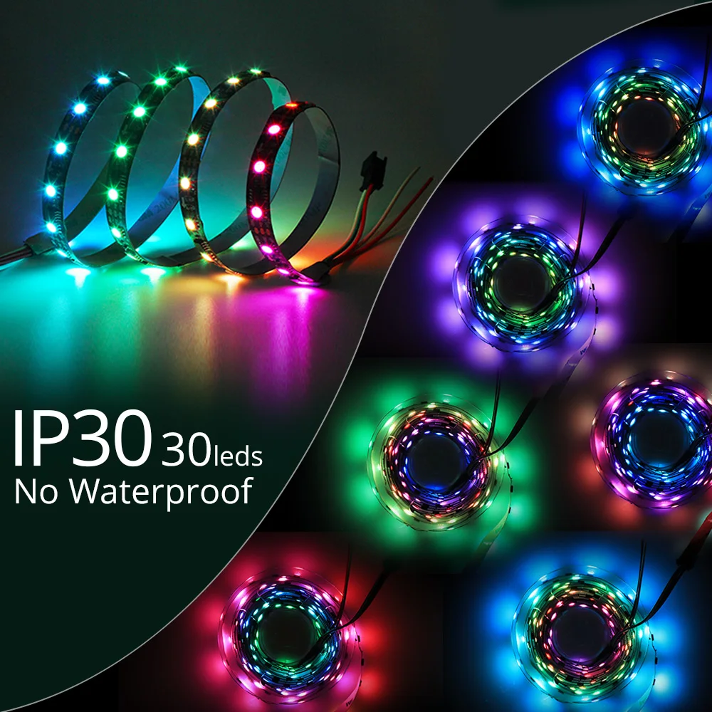 WS2811 цифровая светодиодная лента 12 в цвет мечты 30 светодиодный s/m RGB светодиодный светильник с музыкальным контроллером адаптер питания ws2811 Светодиодная лента
