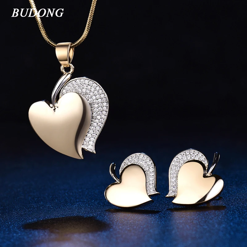 Набор ювелирных изделий BUDONG Infinity Bijoux золотое ожерелье с кубическим цирконием