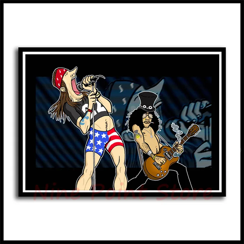 Рок-группа guns N' Roses белая бумага с покрытием плакат рокеры декоративная живопись плакаты настенные стикеры бескаркасные - Цвет: Зеленый