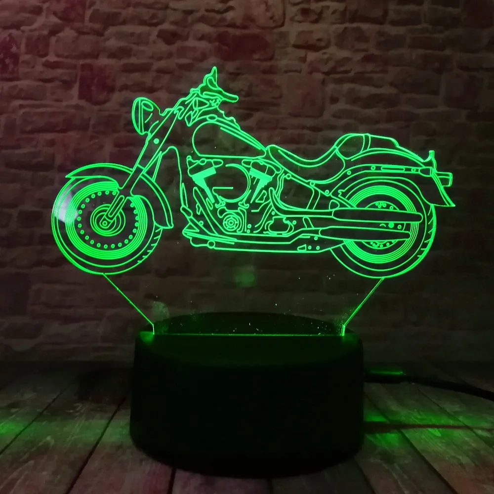 3D мотоциклетный Ночной светильник акриловая RGB иллюзия визуальная настольная