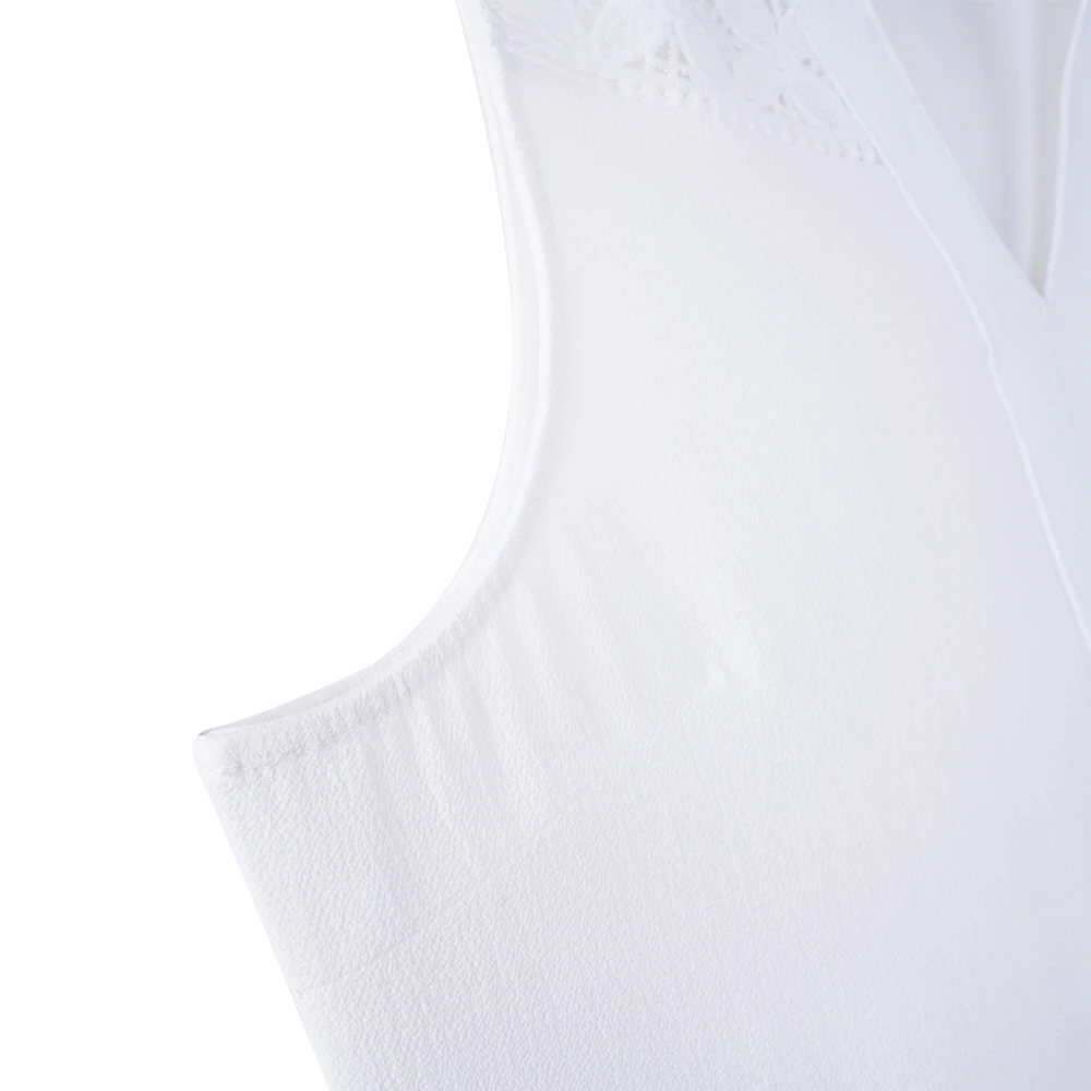 Женская шифоновая блузка с V образным вырезом без рукавов|Блузки| |