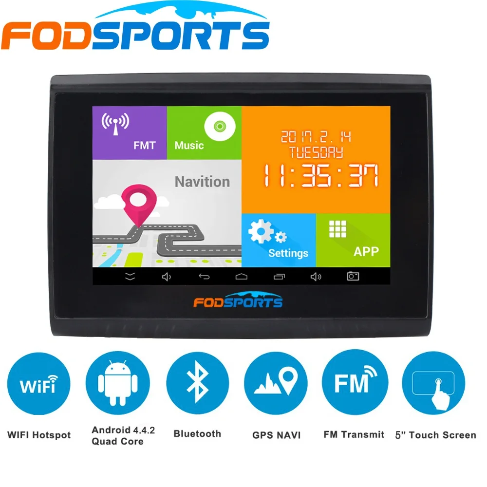 Fodsports 5 0 дюймов Android мотоцикл навигатор водонепроницаемый Навигация FM WIFI 8 Гб мото